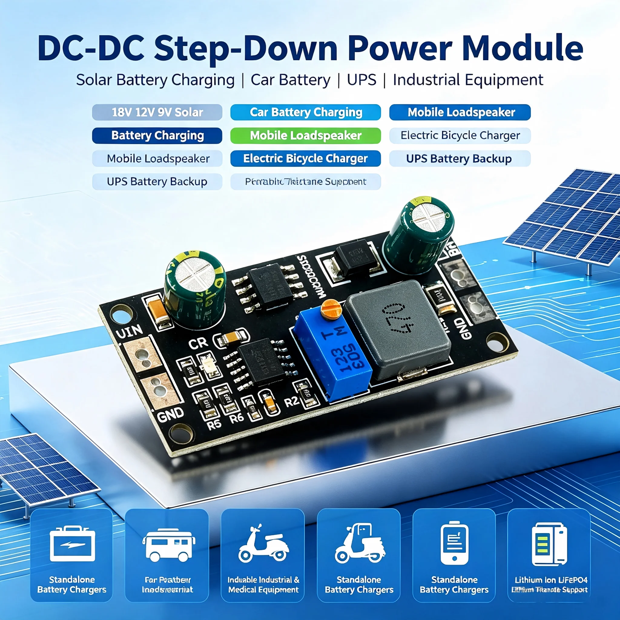 MPPT Solar Panel Charger Module 1A for 9V 12V 18V to 32V 148V Lithium Battery Charging Compatible with 12V 144V 148V Systems