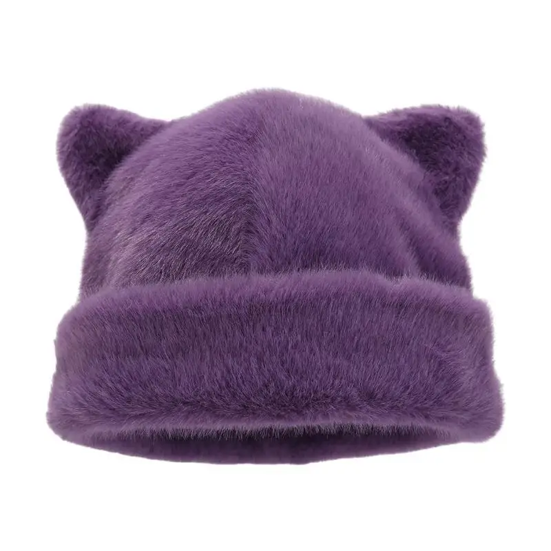 31BB Oversized Kitten Hat with Ear Color Skiing Hat Furry Hood Cartoon Photo Props Outdoor Head Wrap for Unisex