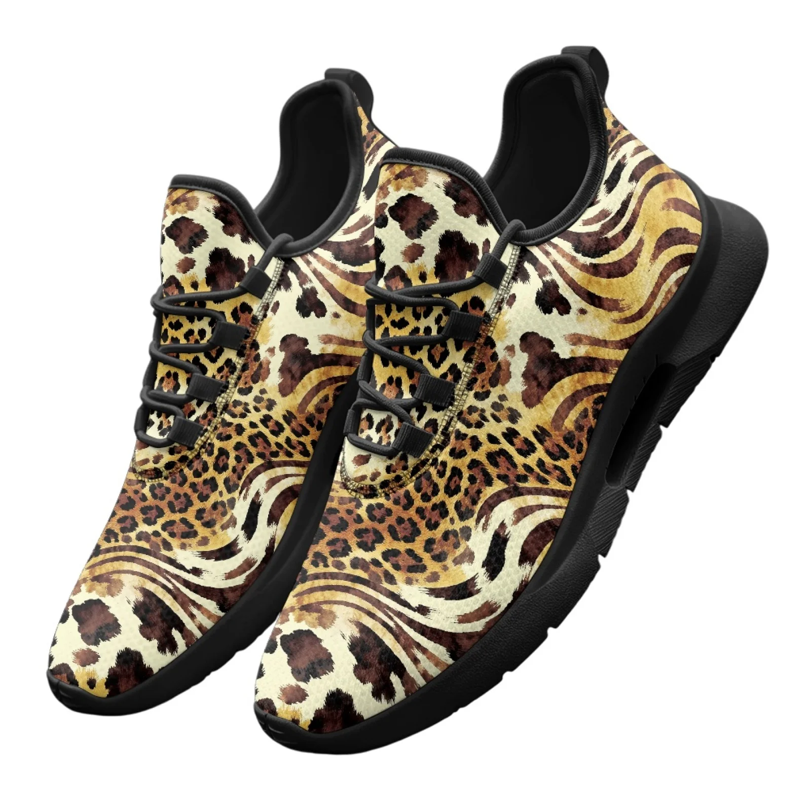 PENSTROLL Leopard Zebra Print Men's lace-up Sports Shoes Lace-Up Men's Shoes for Mens, Fashion Casual Street Skate Shoes