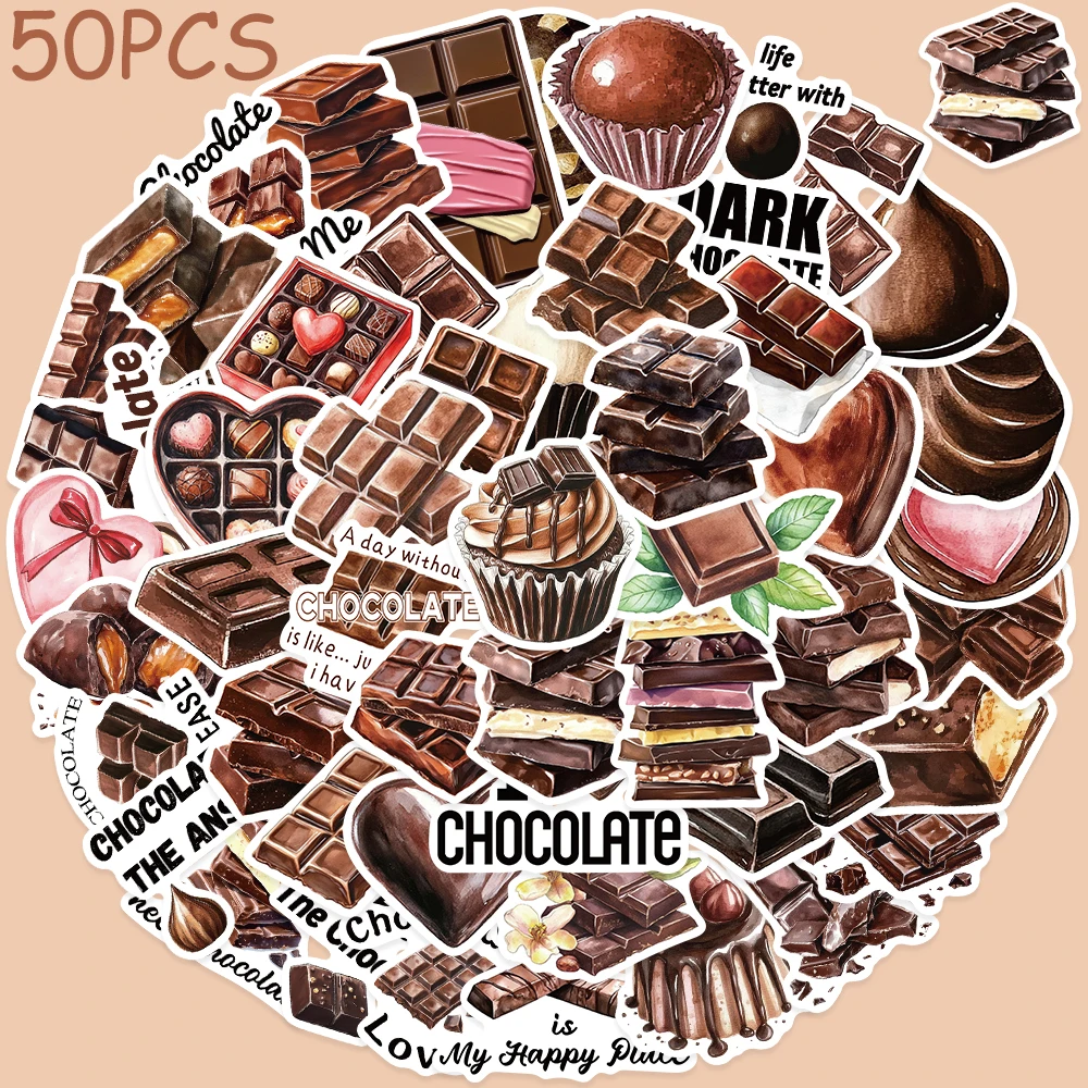 

50pcs Chocolate Stickers Decals For Phone Scrapbook Suitcase Refrigerator Skateboard DIY Graffiti Aesthetic Stickers Kids Gifts