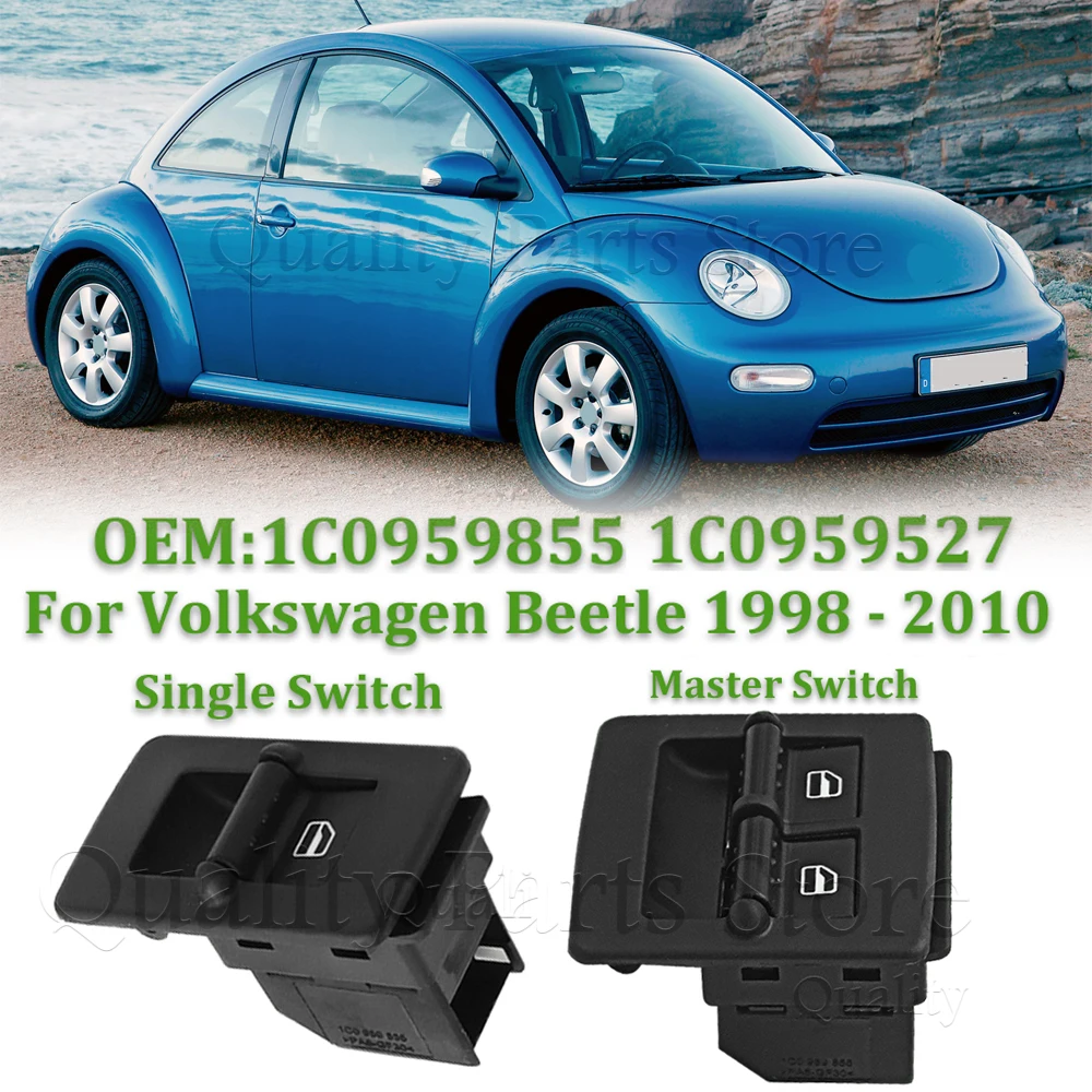 Nuevo Botón Interruptor Maestro Elevalunas Eléctrico para VW Volkswagen Beetle 1998-2010 1C0959851 1C0959855 1C0959527 Delantero Izquierdo/Derecho