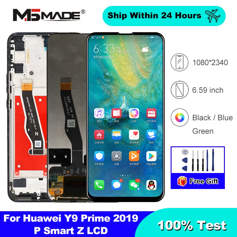 IPS do Huawei P Smart Z LCD Y9 Prime 2019 wyświetlacz STK-LX1 ekran dotykowy LCD Digitizer części zamienne do P Smart Z wyświetlaczem