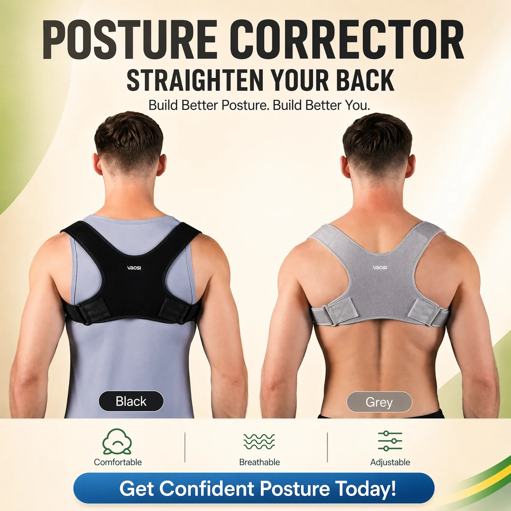 Adjustable Unisex Posture Corrector Breathable Back Straightener Back Support Brace Hunchback Correction Neck Back Pain Relief