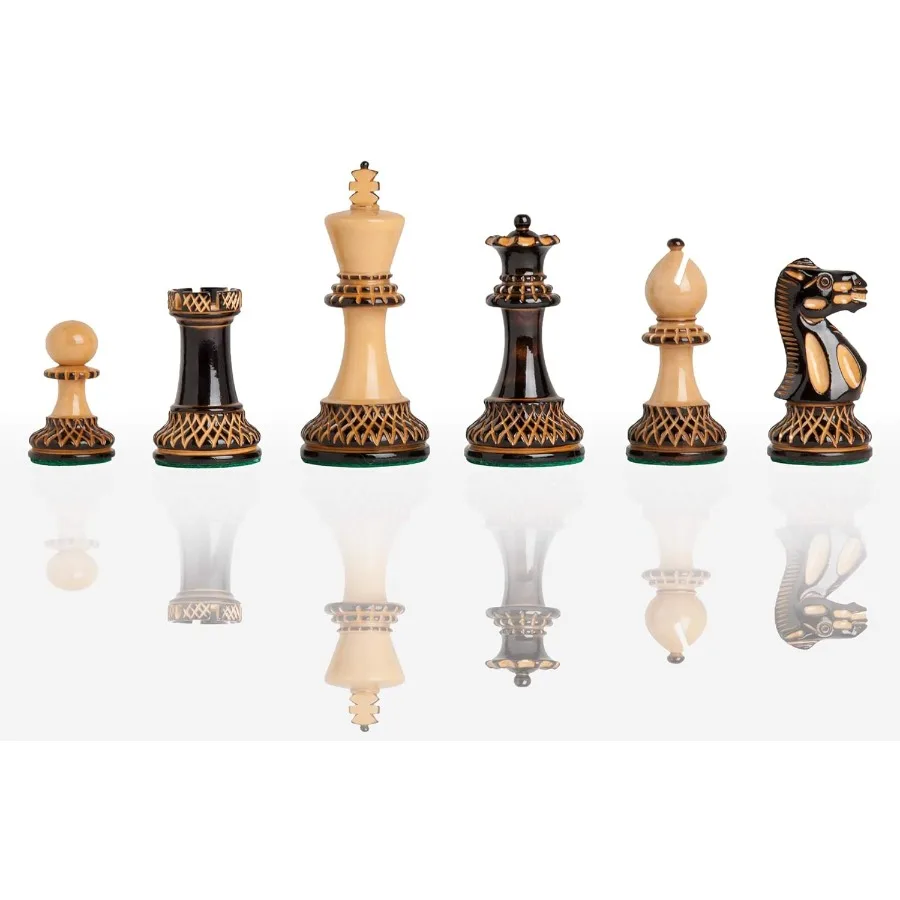 

The Grandmaster Chess Set Pieces Only 4.0 King Burnt Boxwood Premium Wooden Chess Pieces for Tournament Play Home Use and Colle