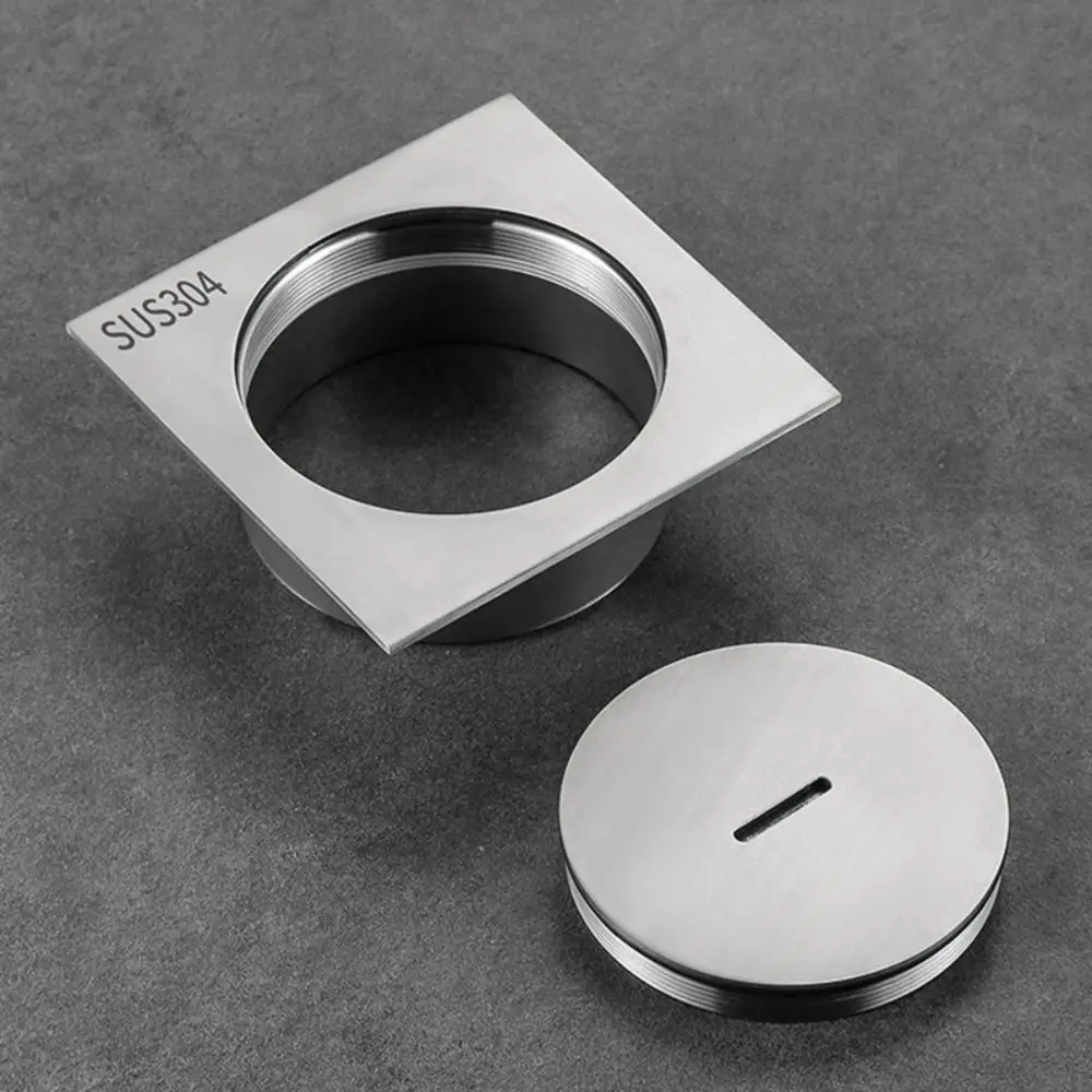 Square Floor Clean Out with Cleaning Port 304 Stainless Steel Shower Floor Drain 75/110 Plug Ground Inspection Port Shower Room