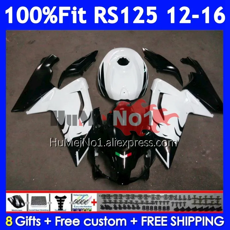 Injection Kit For Aprilia RS-125 RSV125 R RS125 12 13 14 15 Black white 16 313No.10 RS 125 2012 2013 2014 2015 2016 OEM Fairing