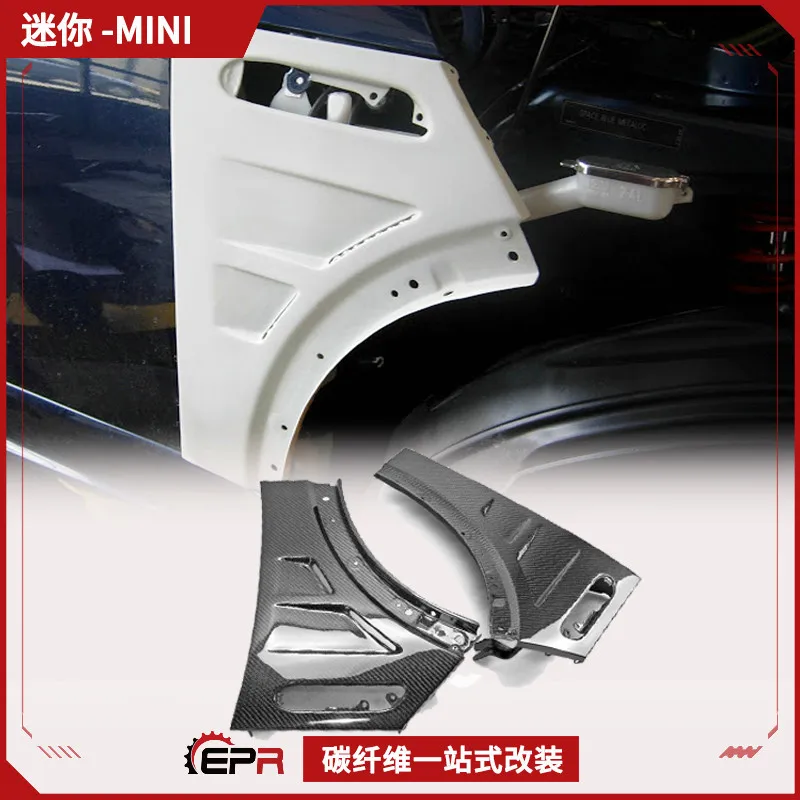 

Applicable to Mini Mini R50 R53Cooper S carbon fiber front fender modification, hole head sand board modification