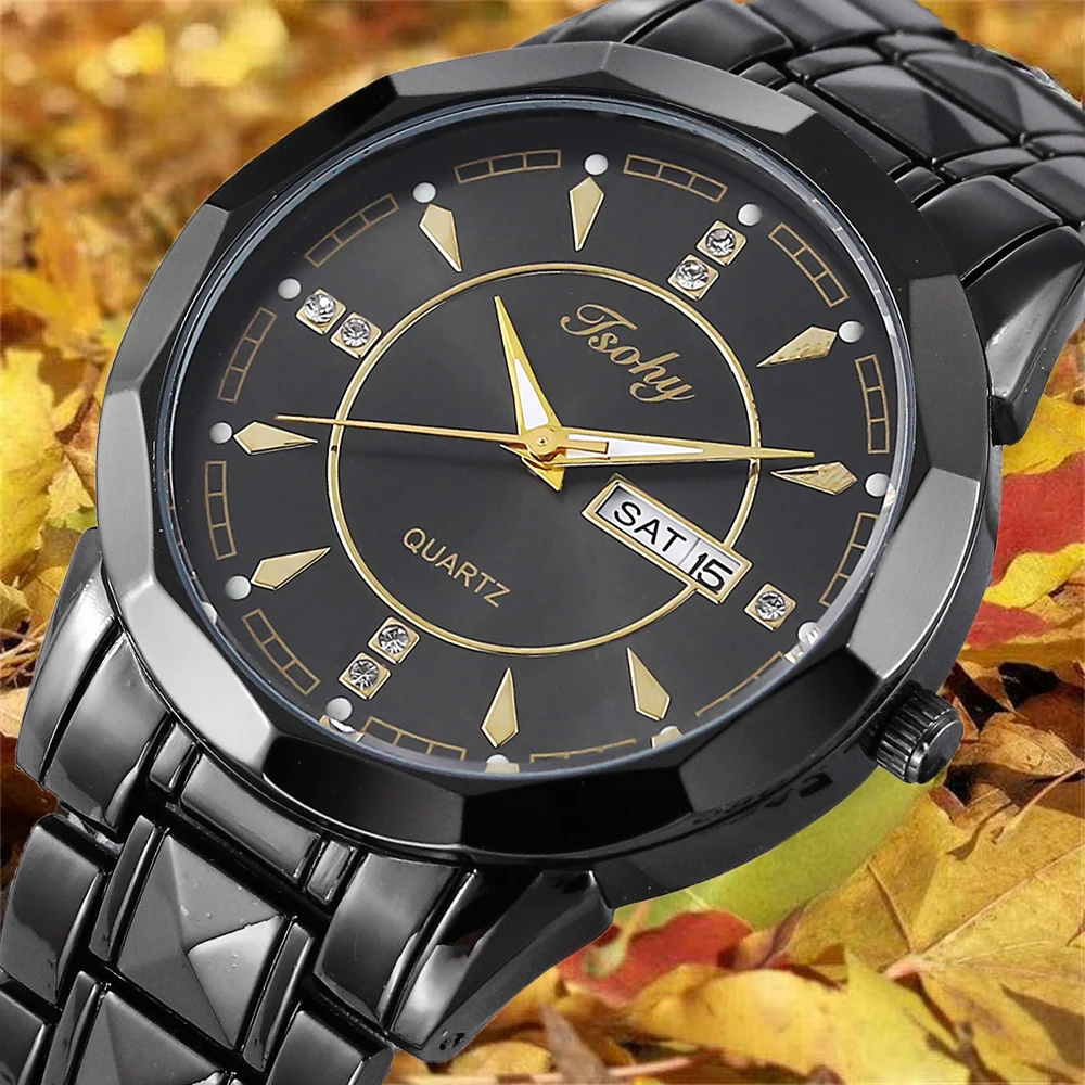 Часы наручные мужские деловые, Модные прочные, крутые, красивые, с двойным календарем, классические, для студентов