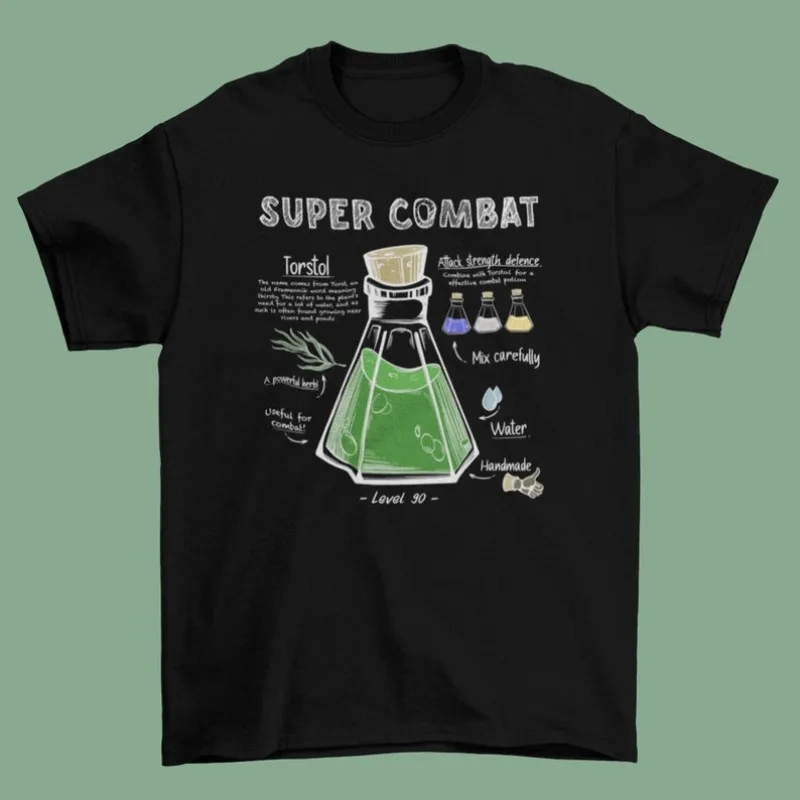

00012898 # Рецепт A-Super Combat Potion — классическая футболка — футболка Osrs — верхняя игровая модная мужская и женская рубашка — подарок для него
