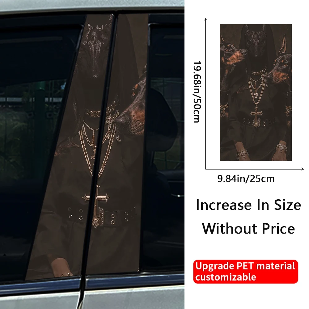 Doberman Pinscher Man Car Stickers Auto B Pillar Waterproof Halloween Decoration DIY Car Doors Pillar Sunscreen PET Decals