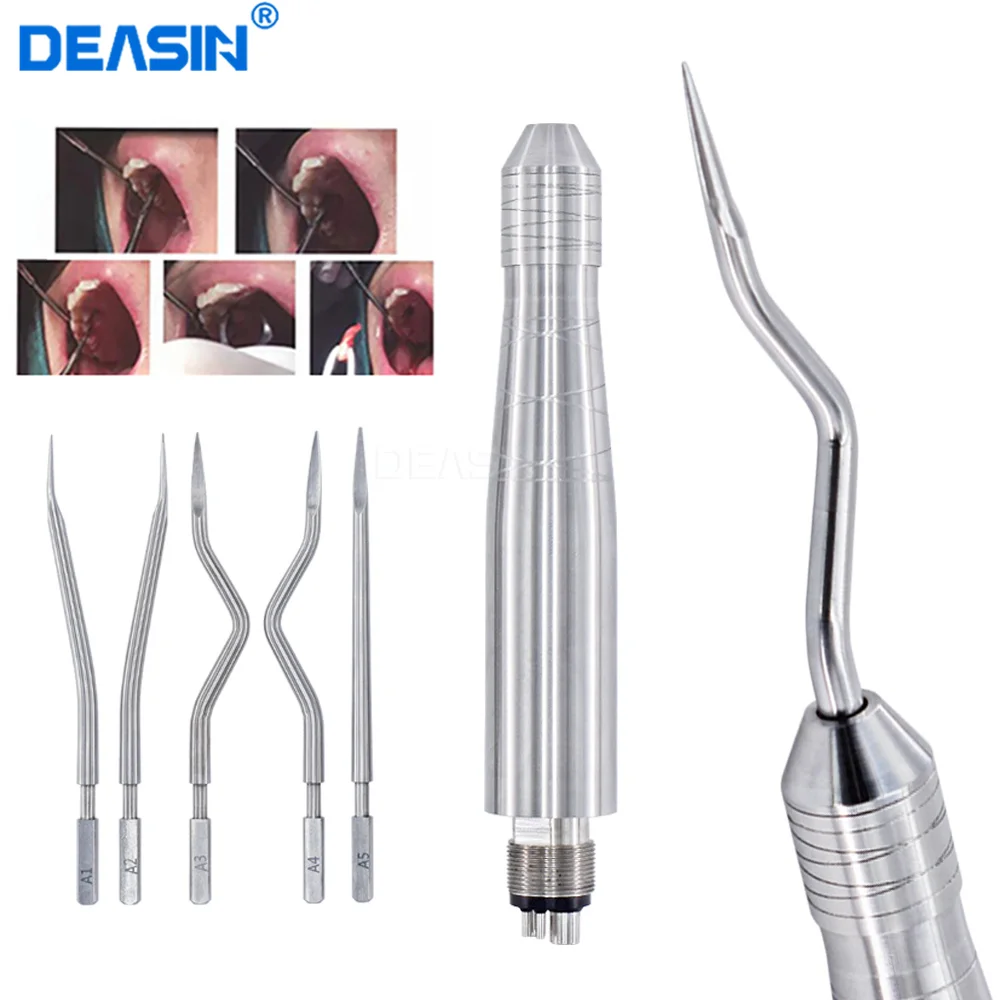 4-Hole Pneumatic Elevator Dental Extraction Surgery Instruments Set 5 Tips for Quick Painless Tooth Removal Procedures