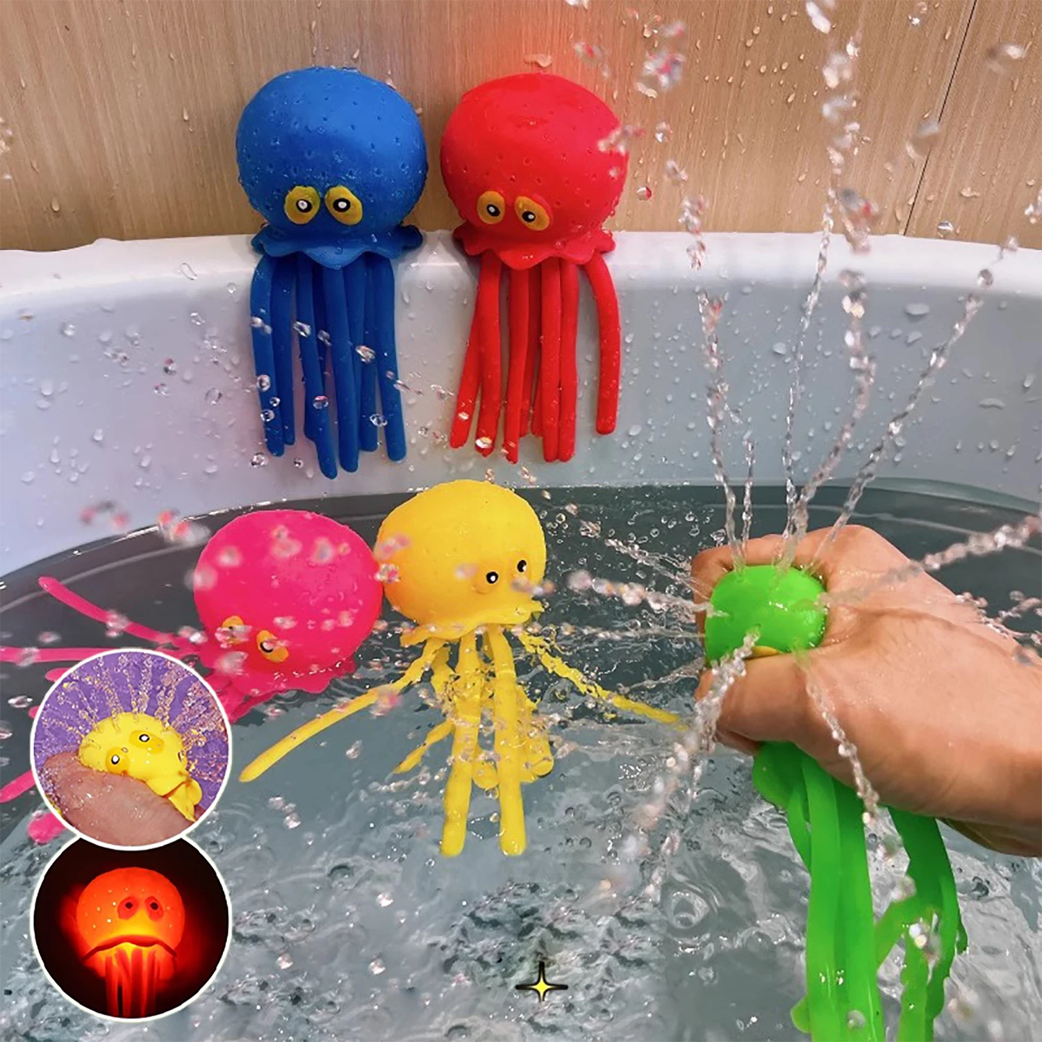 

Luminescent Water Spray Octopus Sponge Absorbs Water Octopus Swimming Shower Toy Children's Summer Water Playing