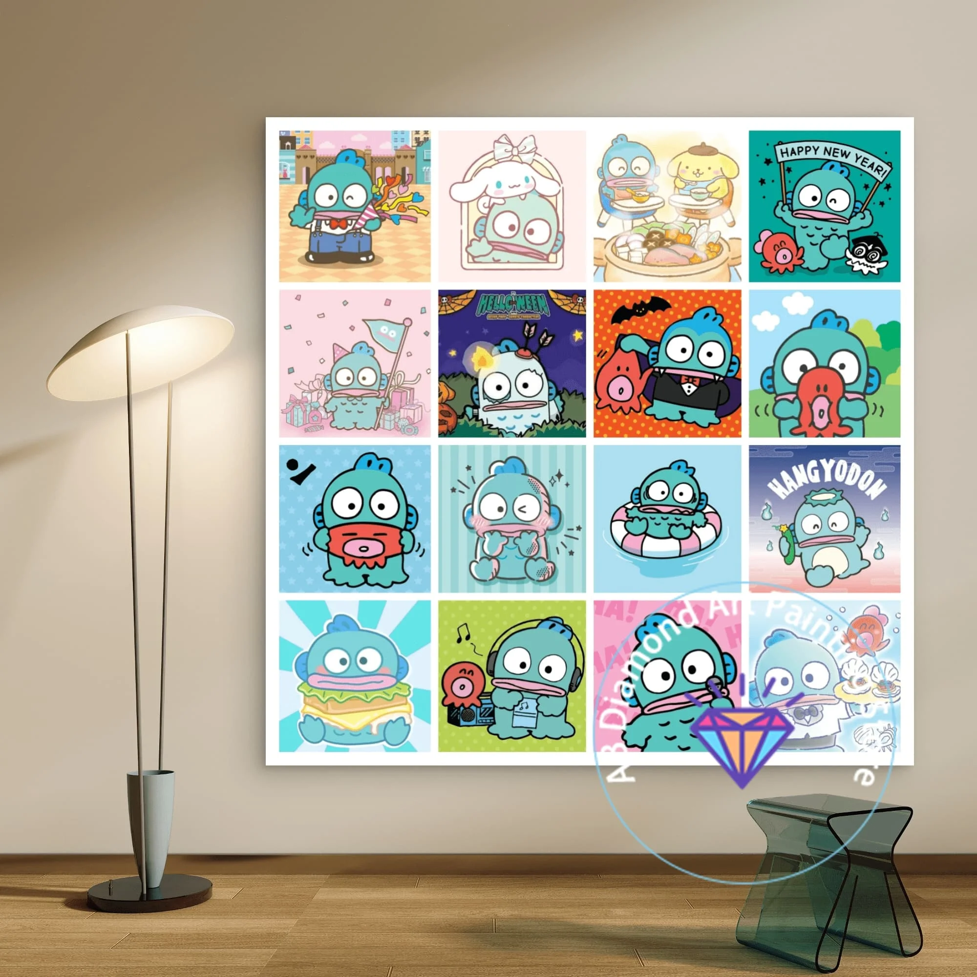 

Hangyodon Sanrio AB Diamond Painting Kit 5D DIY Embroidery Cross Stitch Handmade Art Gift Crafts Home Decor Adult Children Gift