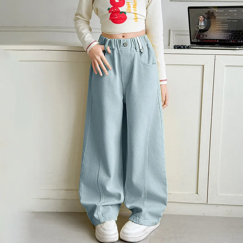 سراويل قصيرة من قماش الدنيم بلون الحلوى للفتيات للربيع والخريف، سراويل غير رسمية عصرية جديدة للمراهقين، مناسبة للأعمار من 7 إلى 14 عامًا