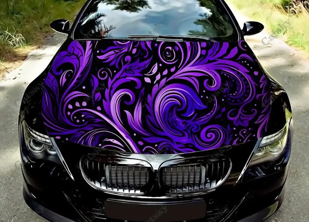 Curves Swirl Tattoo Design Car Hood Vinyl Stickers Wrap vinyl Film Engine Cover Decals sticker on Auto Accessories Decoration