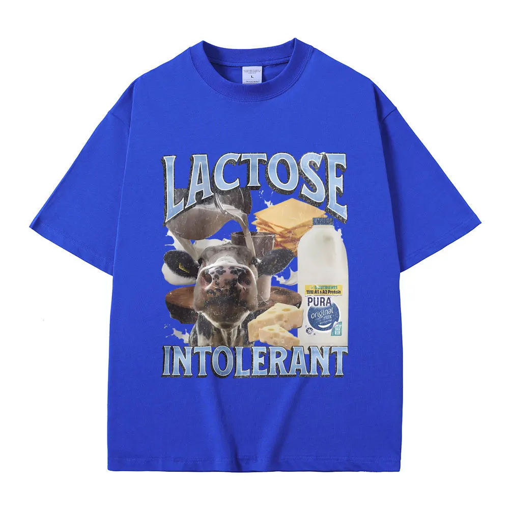 Lactose Intolerant Graphic T-shirt Male Fashion High Quality Cotton T Shirts Men Women's Casual Oversized Short Sleeve Tshirt