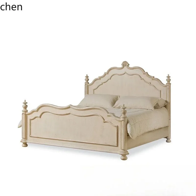 d2 Country Solid Wood Bed Vintage Carved Box Bed Double Master Bedroom 1.8m Retro Wedding Bed Furniture