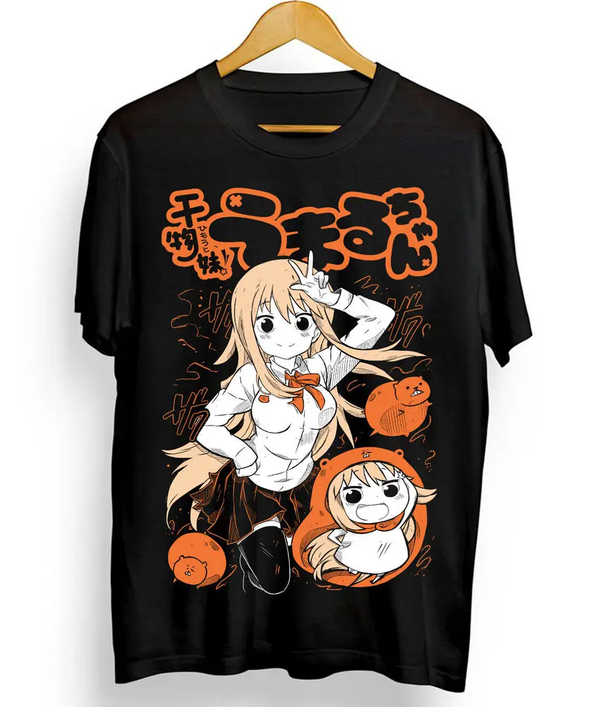 Himouto! Umaru-Chan T-shirt Sankakuhead Cute Anime Girl Black Sirt All Size