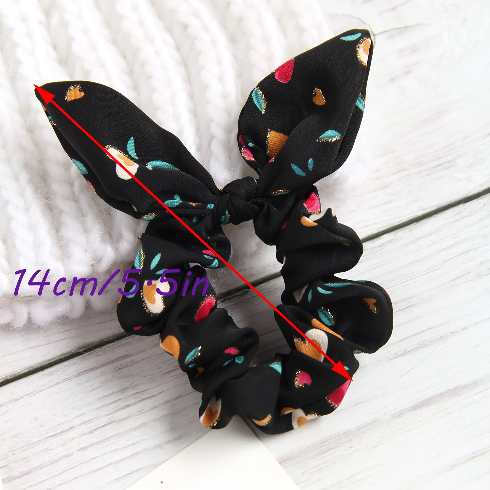 New Fashion Women Scrunchies Full Print Pattern Rabbit Ears Hair Ties Cute Head Band Ponytail Holder Girl Hair Accessories 