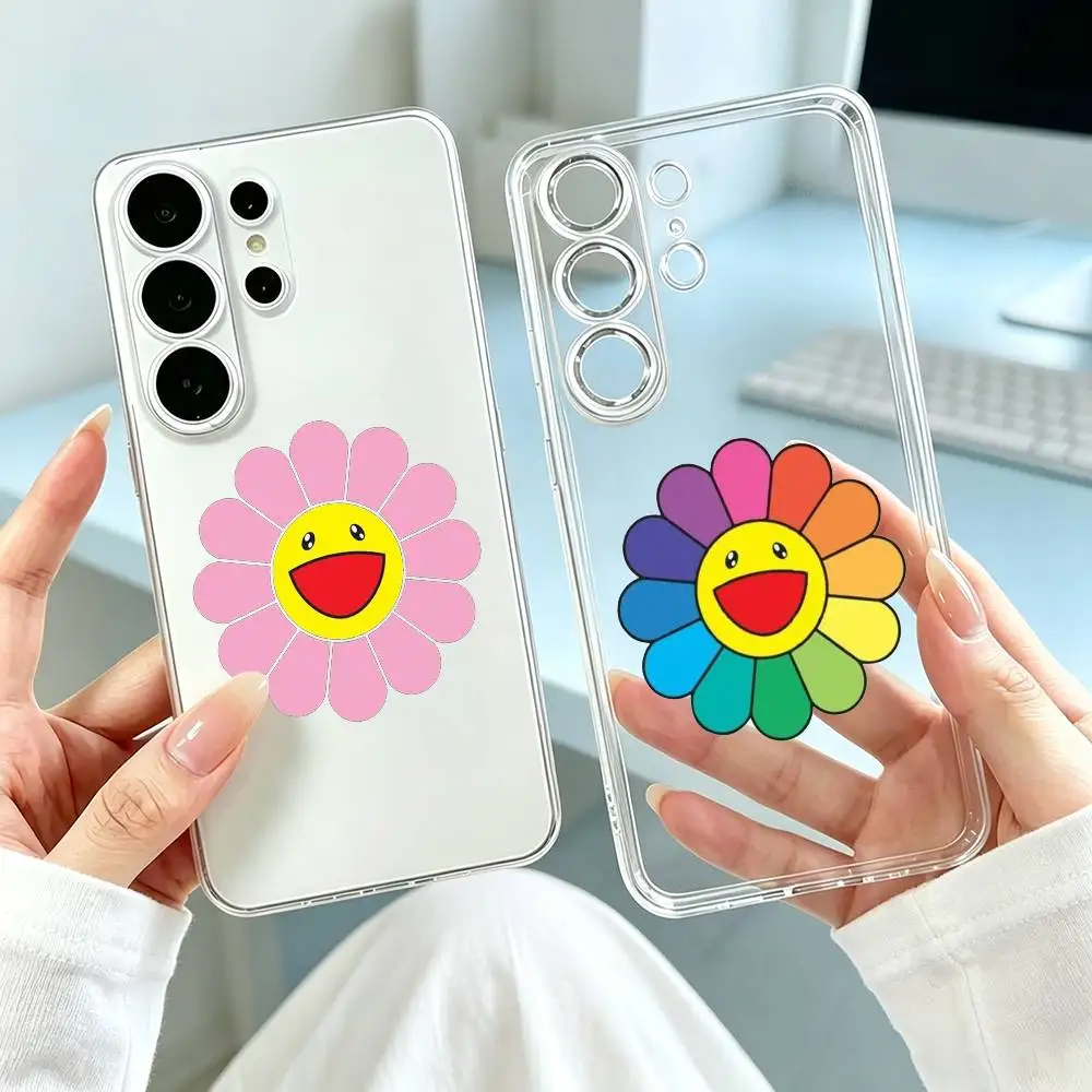T-Takashi Murakami Flower  Phone Case Transparent Silicone Soft For Samsung S25,S24,S21,S22,S23,S30,Ultra,S20,Plus,Fe Gift