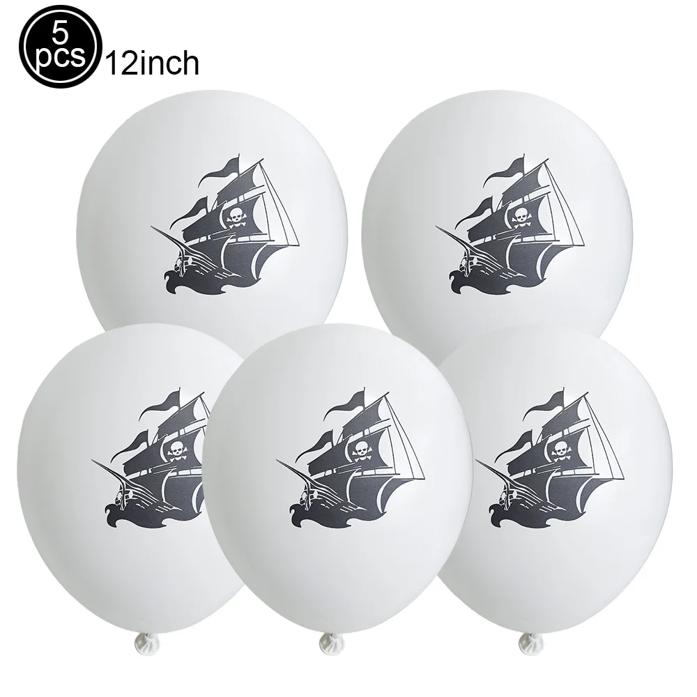 Pirates Party Balloons White Black Red Pirate Skull Latex Balloon Bouquet for Pirate Nautical theme Birthday Party Decorations