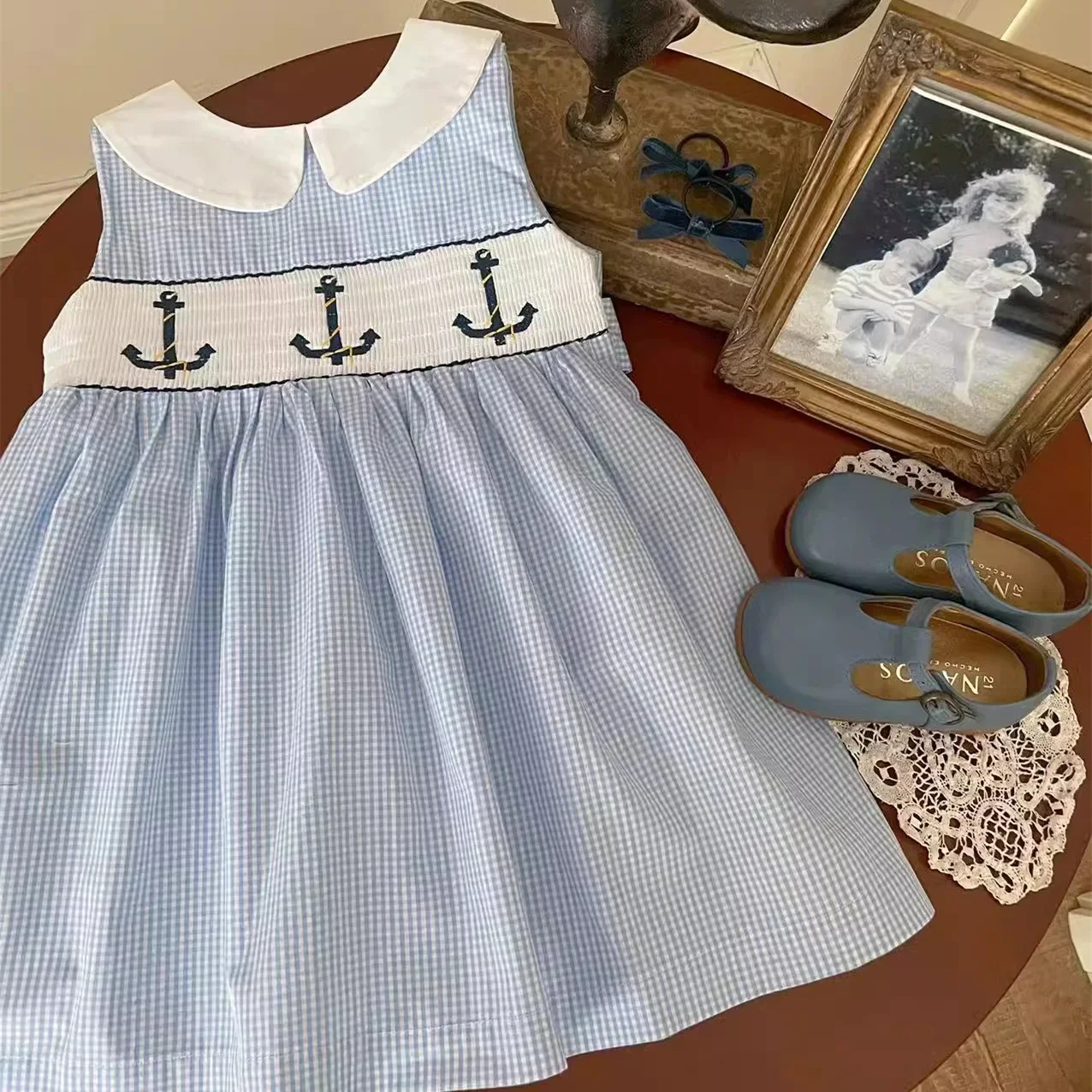 

Spanish Baby Dresses 2024 Kids Embroidery Sleeveless Dress Summer Childrens Boutique Clothing Toddler Cotton One Piece Dress