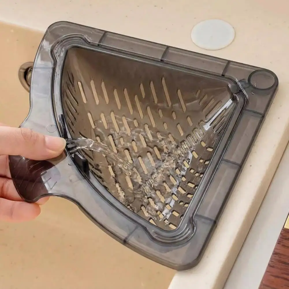 Kitchen Sink Drain Basket Corner Sink Strainer Triangular Magnetic Drain Basket Sink Strainer Kitchen Corner Catcher for Drain