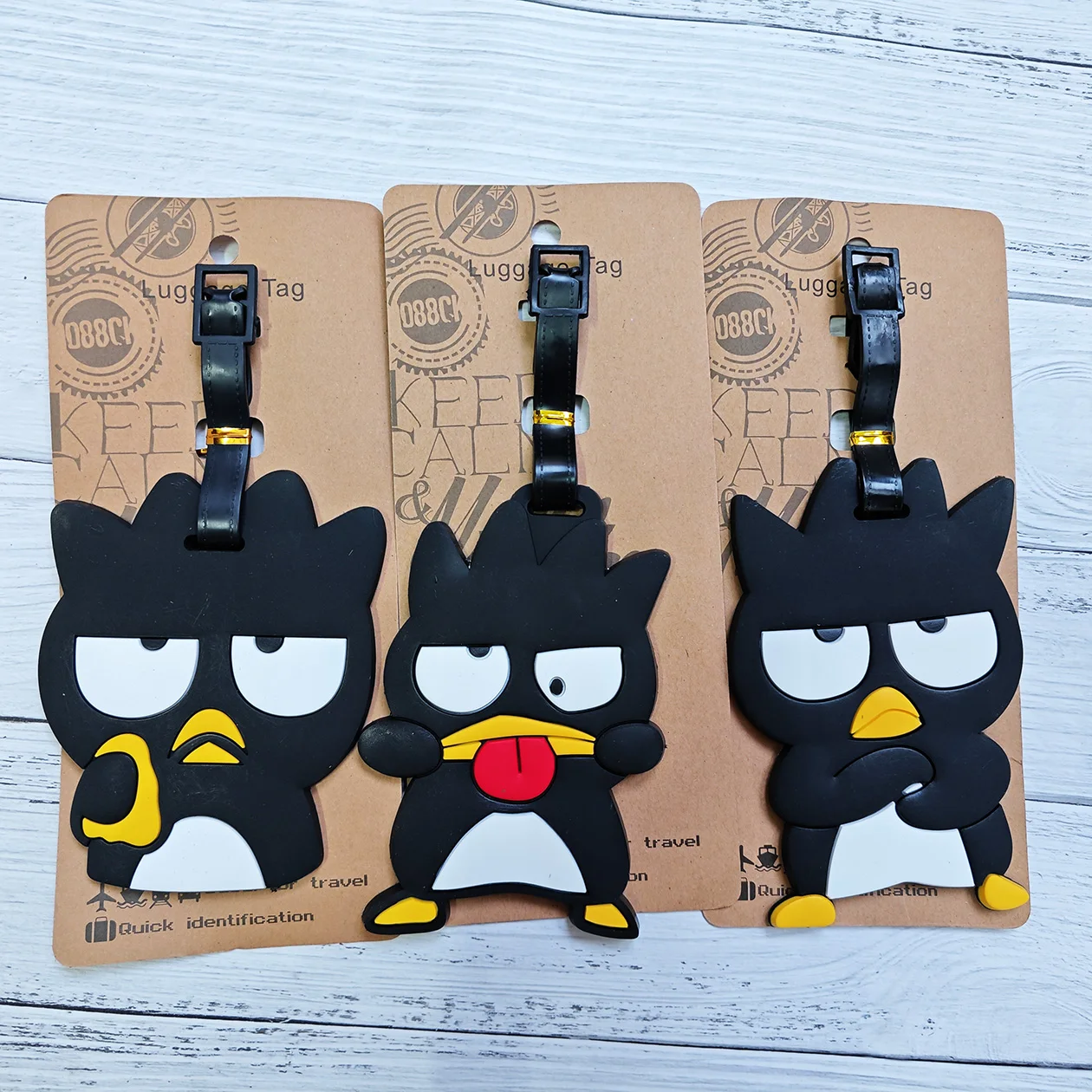 Kawaii XO Design Luggage Tag Travel Accessories Cartoon BadBadtz-maru PVC Luggage Label Portable Anti-loss Address Name Tag