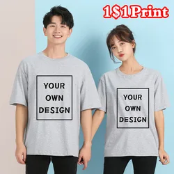 100% Cotton T-Shirt Custom Logo Casual Men's And Women's Shirt Design Personality Print Short Sleeve Tees Embroidery Brand