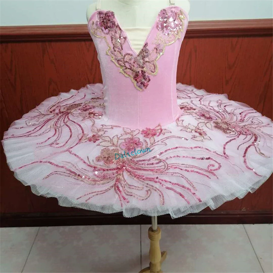 Desempenho profissional ballet tutu meninas adulto crianças cisne lago bailarina dança traje panqueca tutu rosa vestido de balé meninas