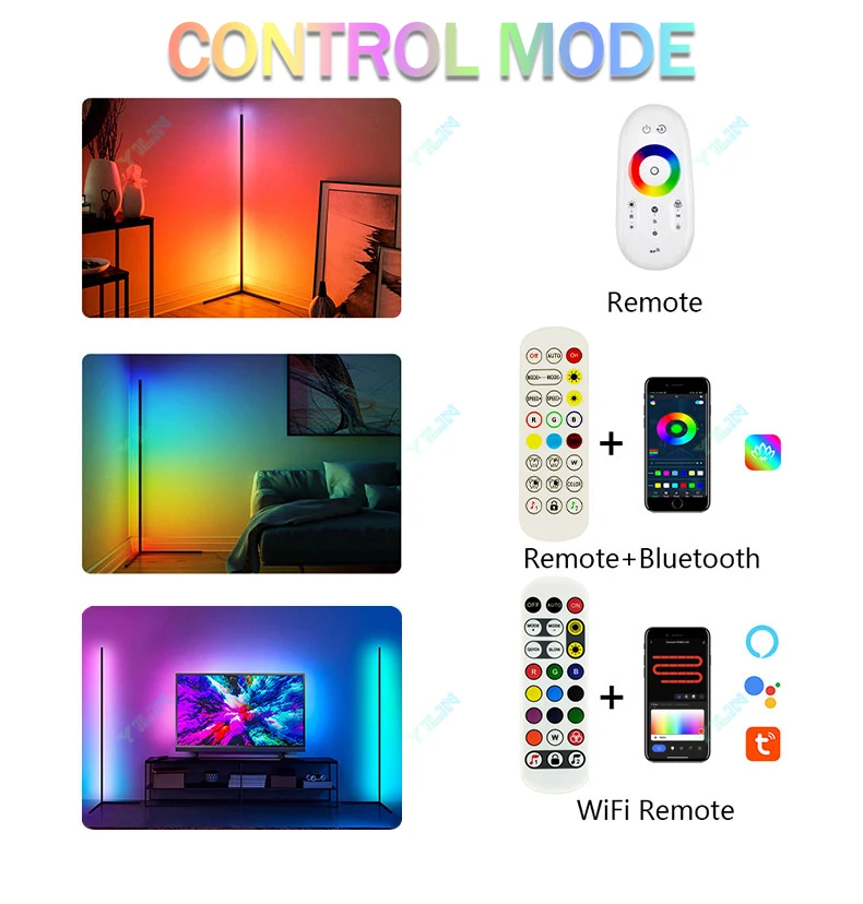 Upgrade 145/180CM Smart Floor Lamp RGBIC Tuya Smart APP Remote Control Nordic Stand Floor Mood Light For Game Room Decoration