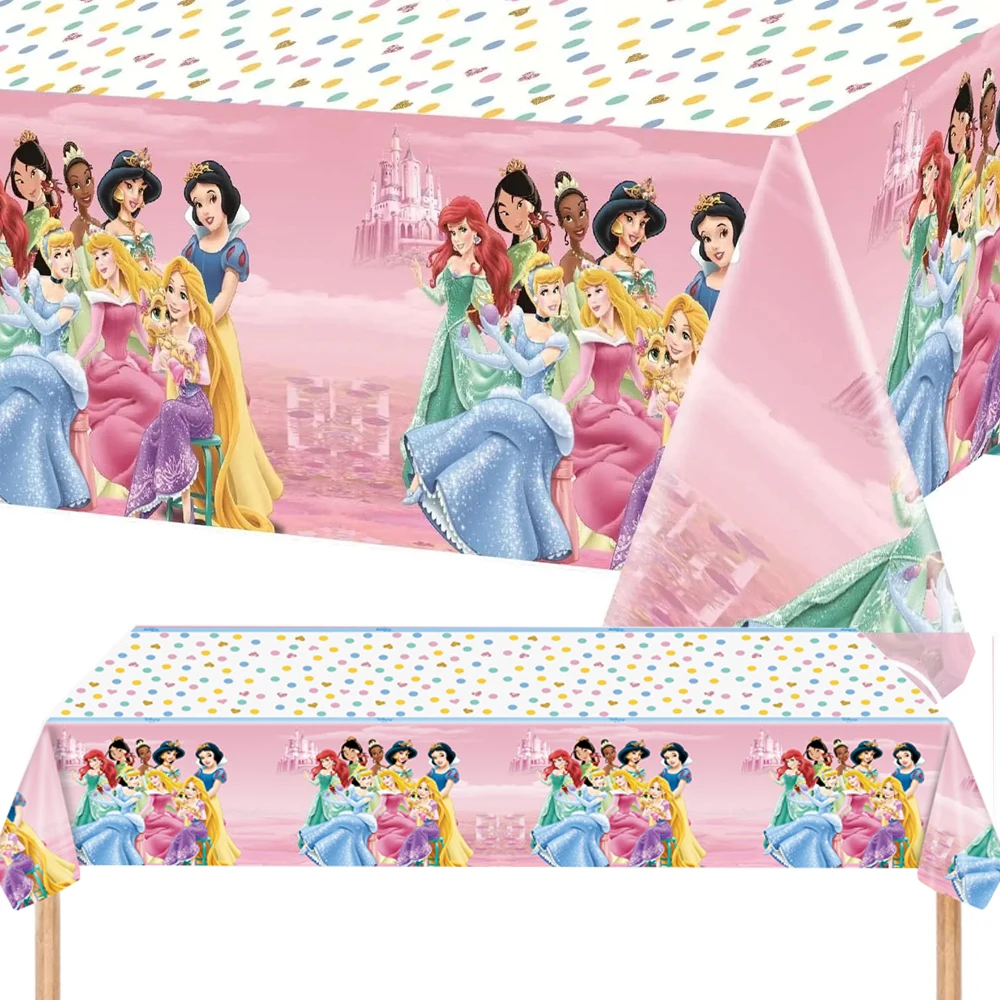 Disney Princess Tablecloth Decorations Snow White Cinderella Party Supplies Girls Princess Table Cover Tableware Set Baby Shower