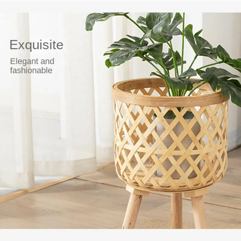 

Nordic Flower Shelf Imitation Rattan Flower Pot Woven Flower Basket With Removable Legs Plant Stand Basket Garden Home Decor