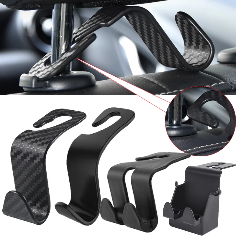 Car Seat Back Hook High Quality Traceless Carbon Fiber Cars Seats Storage Hooker Automotive Interior Decorative Accessories