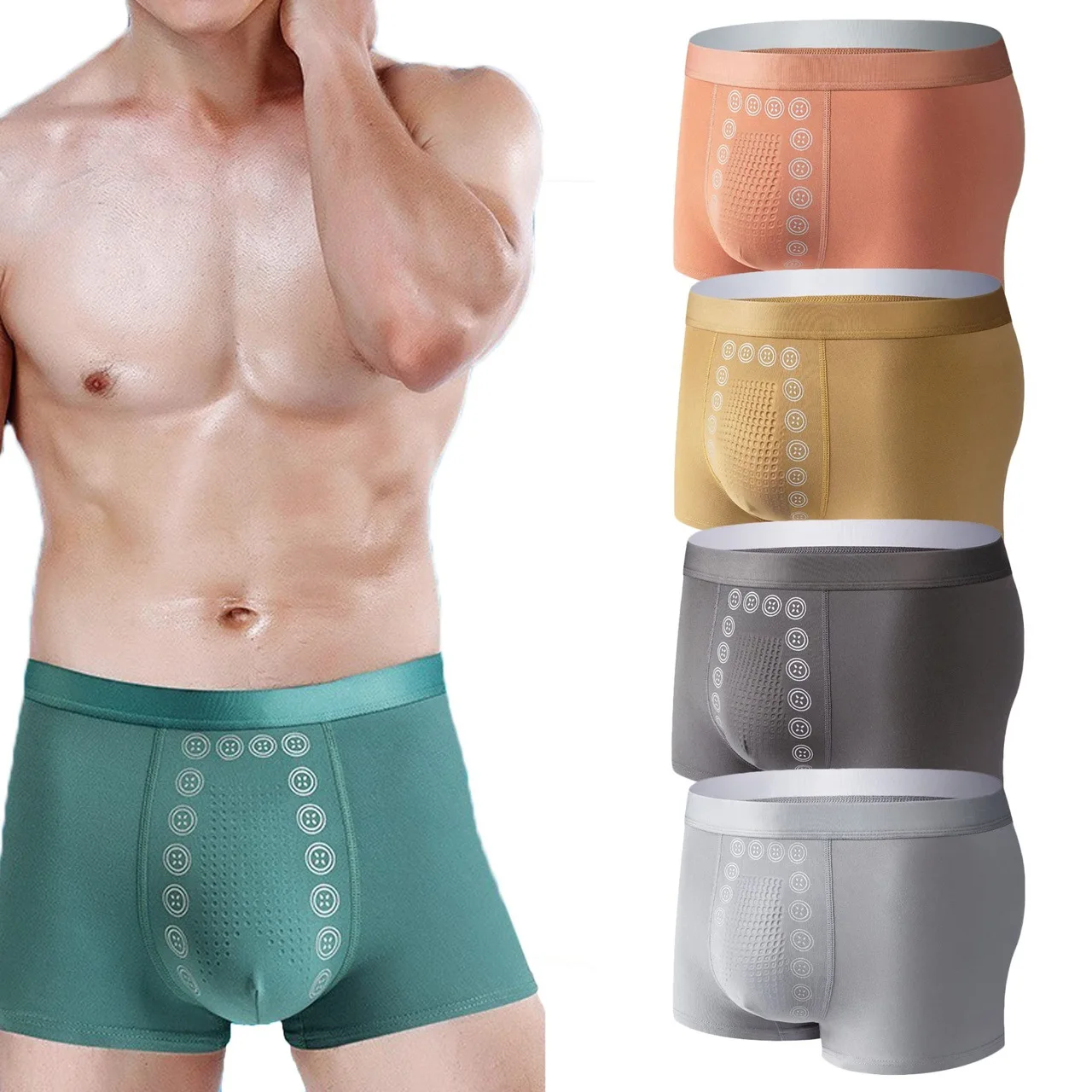 Men Boxer Shorts 3A Graphene Antibacterial Ice Silk U Bulge Pouch Underwear Man Boxershorts Seamless Breathable Male Panties