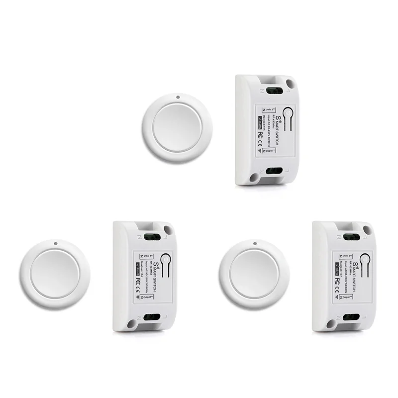

FULL-3X Smart Home Wireless Light Switch RF 433 Mhz Remote Control AC 110V 220V Receiver Push Button Ceiling Lamp Switch