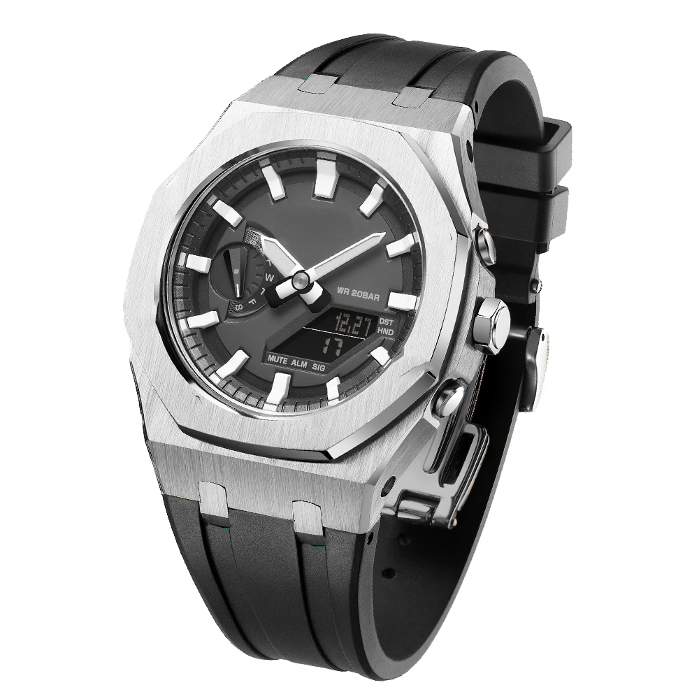 Gm2100 gen5 casisiesオークラバーストラップステンレス鋼メタルベゼル用オールインワン改造キットg-shock GM-2100アクセサリー用