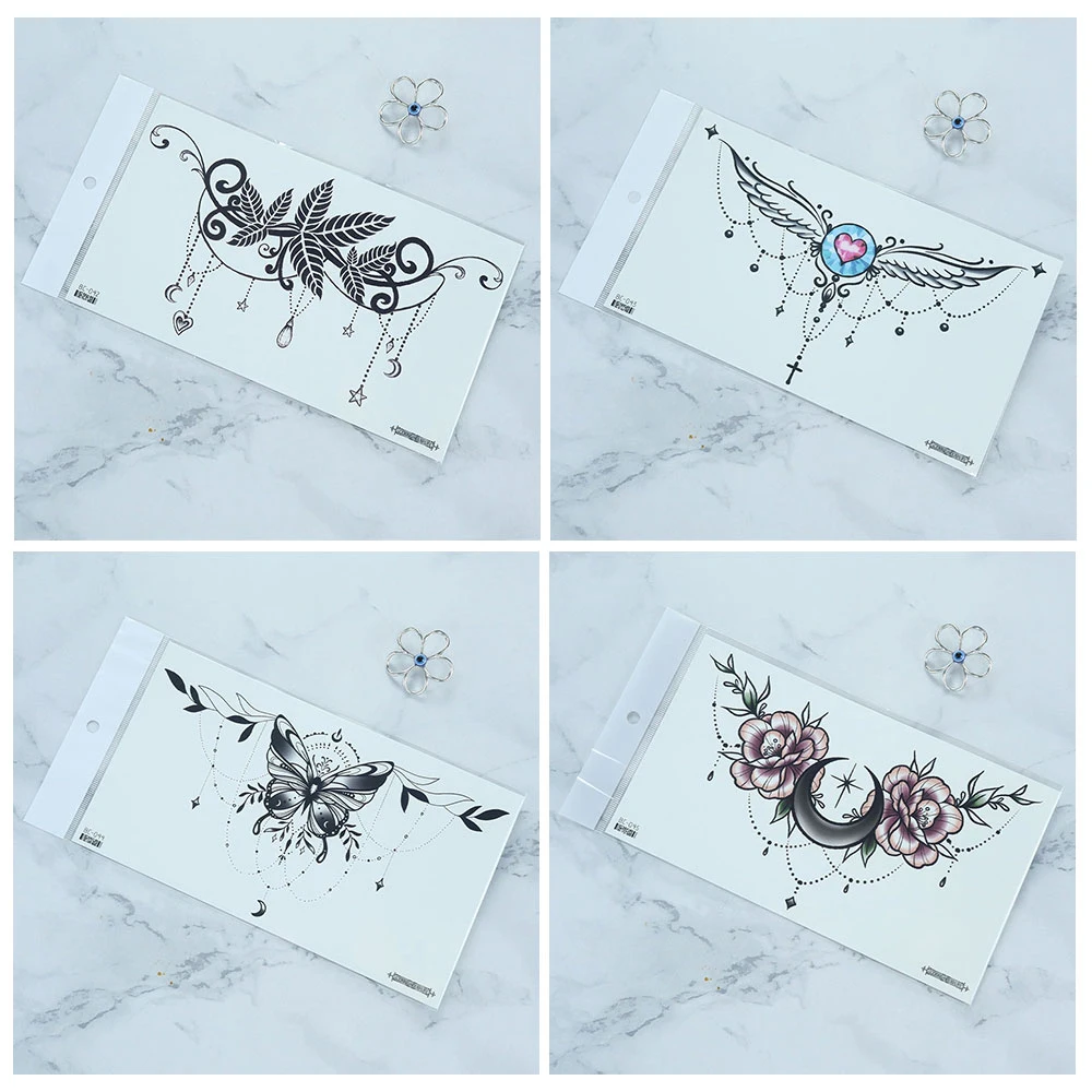 VeeCharm - Chic Sexy Flower Temporary Tattoo Stickers,Decal for Chest,Collarbone,Attractive Body Art for Women,1/11/22 Sheet