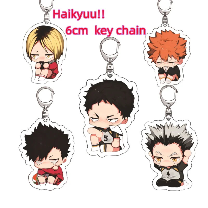 Anime Keychains Haikyuu Man Keychain Bags Women Key Ring Chain for Pants Kids Pendant Fashion Hinata Shoyo Kozume Kenma Brelok