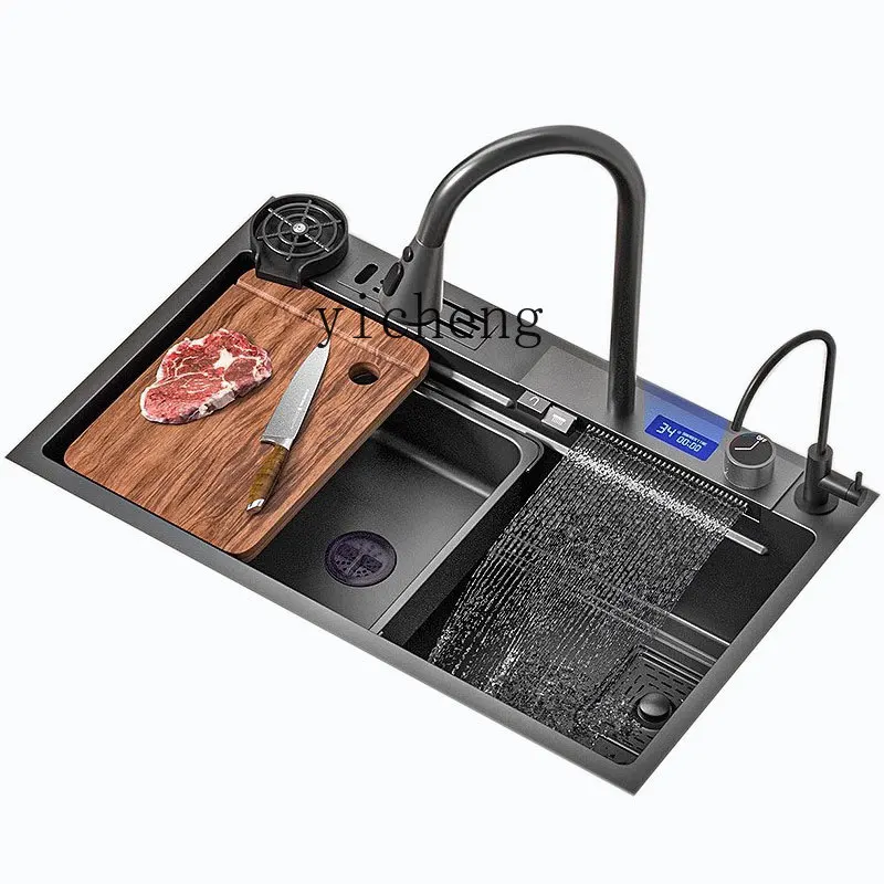 

Yy304 Stainless Steel Digital Display Feiyu Waterfall Kitchen Vegetable Basin Household Sink