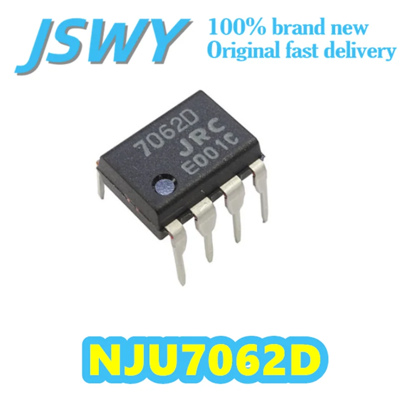 

(5/50 pieces) NJU7062D Rail-to-Rail Op Amp Silk Screen Print 7062 8-DIP Package Dual-channel CMOS Amplifier Original