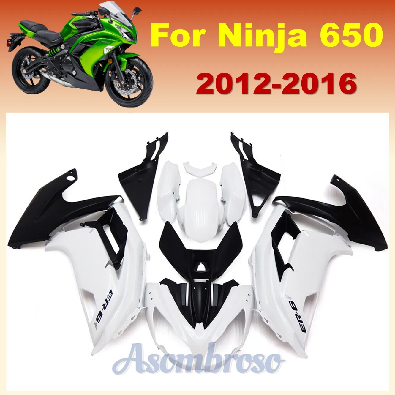 صالح لل Ninja650R ER-6F 2012 2013 2014 2015 2016 EX650 دراجة نارية الملحقات هدية مجموعة أبيض أسود كيت ZXMT #2
