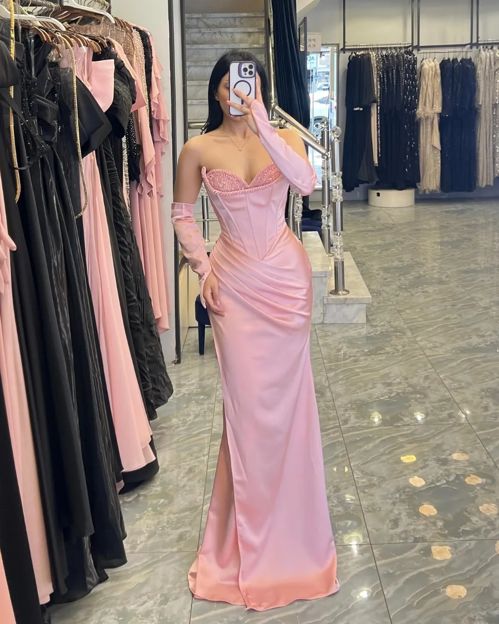 

Customized Modern Style Fashion Charmeuse Rhinestone Pleat Straight Sweetheart Long Dresses Bespoke Occasion Dresses Classic