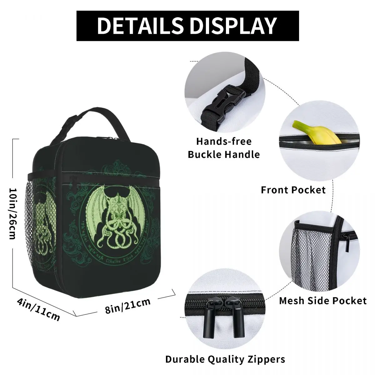 The Call Of Cthulhu Lovecraft Insulated Lunch Bags Horror Octopus Tentacle Monster Portable Cooler Thermal Bento Box Work Travel