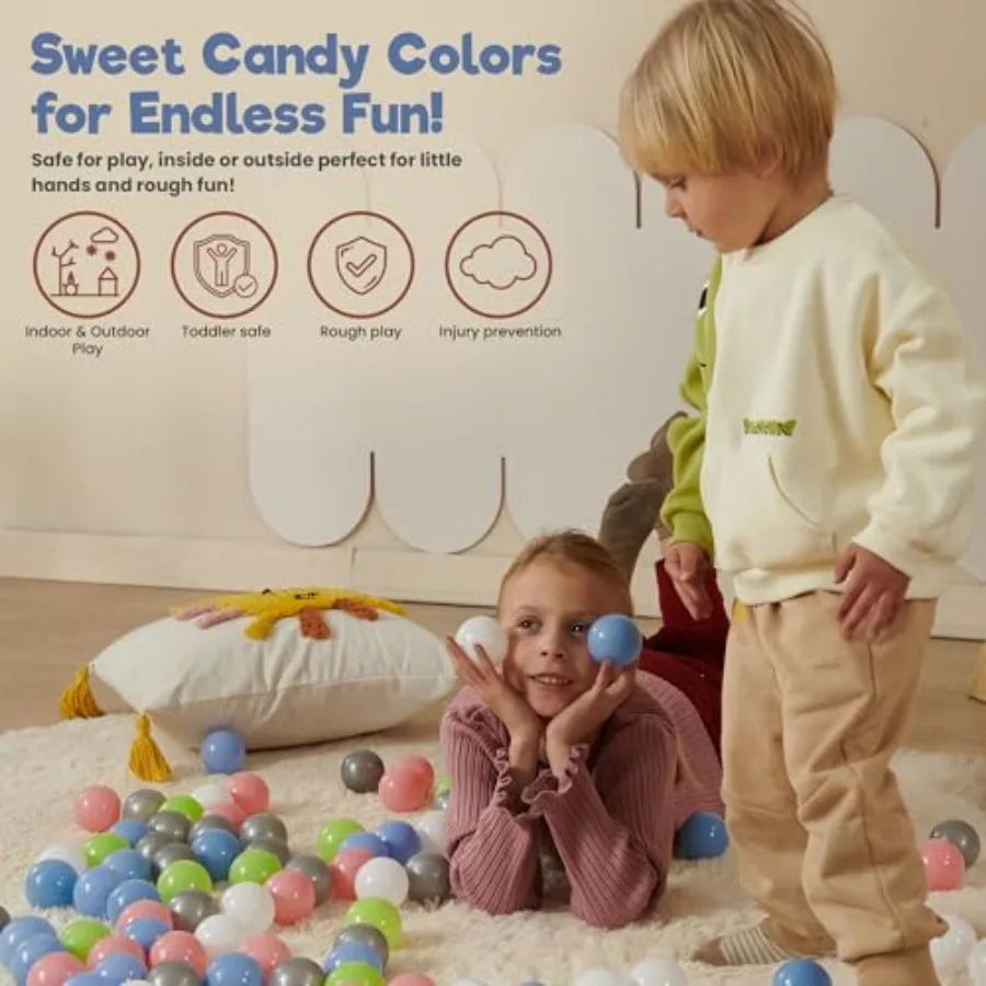 Bolas de bola 100 bolas de color caramelo 5,5 cm bolas de plástico suaves sin BPA para parque infantil de bolas de bebé y casa de rebote Sen a prueba de golpes