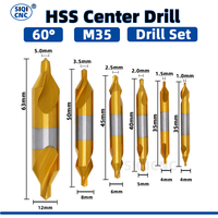 HSS Combined Center Drills Ti-Coated 60 Degree Countersinks Angle Bit Set 6pcs 1.0-5mm Metal Centering Dril Bit Lathe W6542 M35