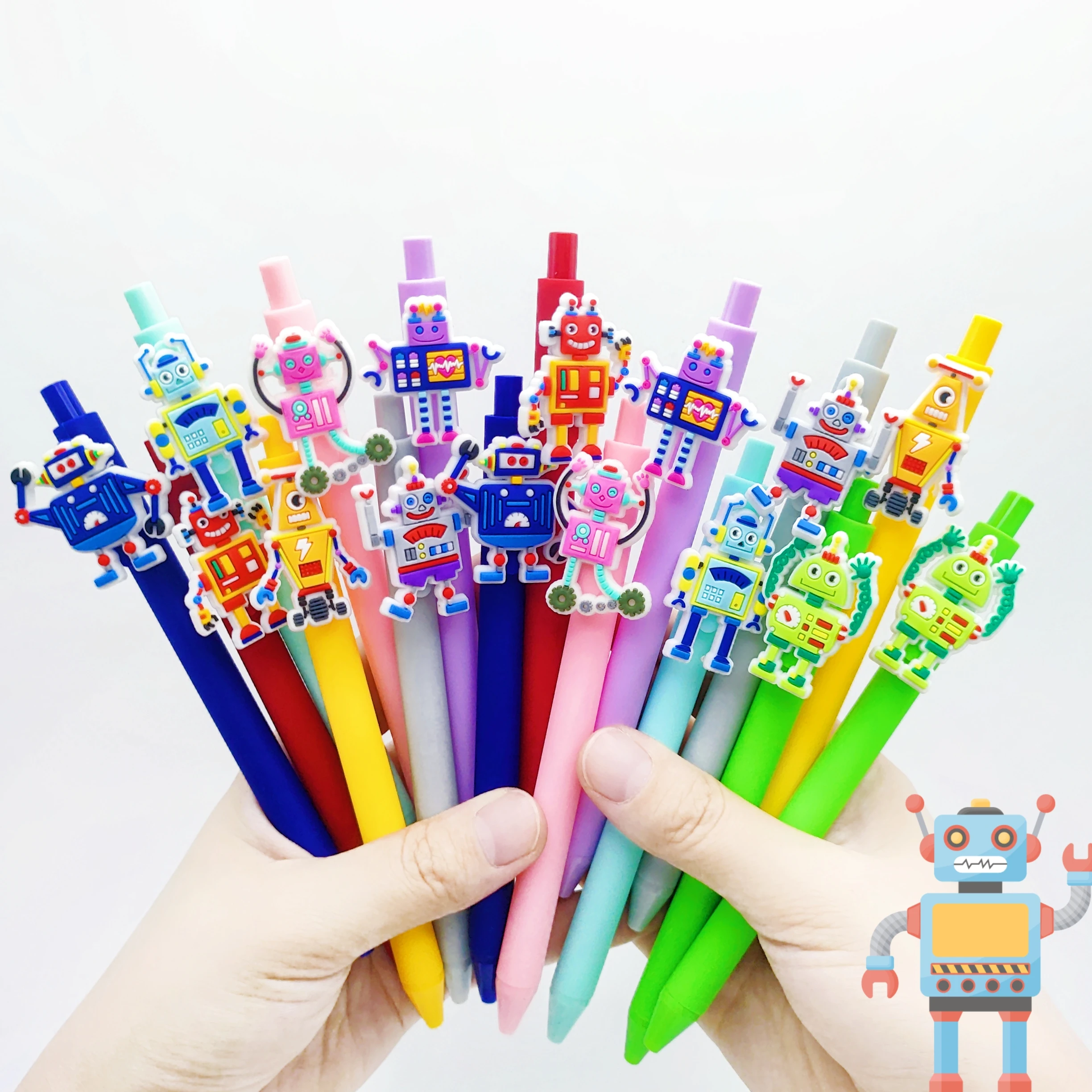 

10PCS/20PCS Creative Robot Theme Ballpoint Pen, Student Writing Stationery, Office Meeting Recording Pen.