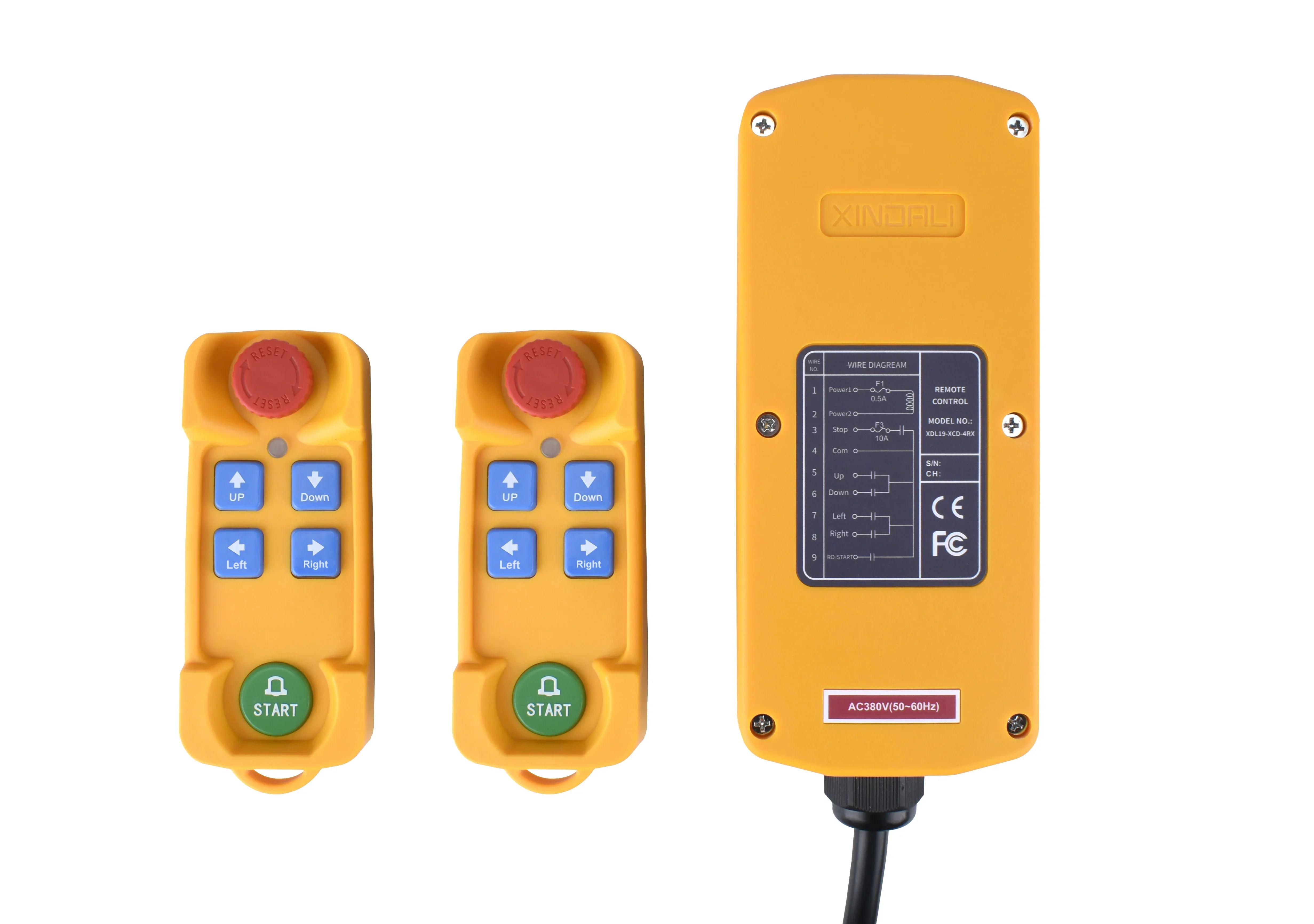 新型XDL19-F21-4 435mhz AC380V 防水充電式ワイヤレスリモコン電動ホイスト工業用ワイヤレスリモコン