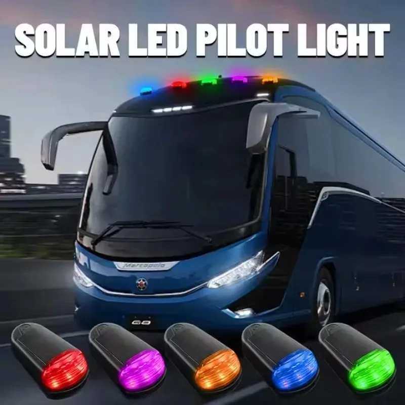 Solar Car Warning Light LED Roof Running Sign Wiring-Free Flash Bulb Cab Mouse Dome Light Chrome Gap for 150 Truck Headlights