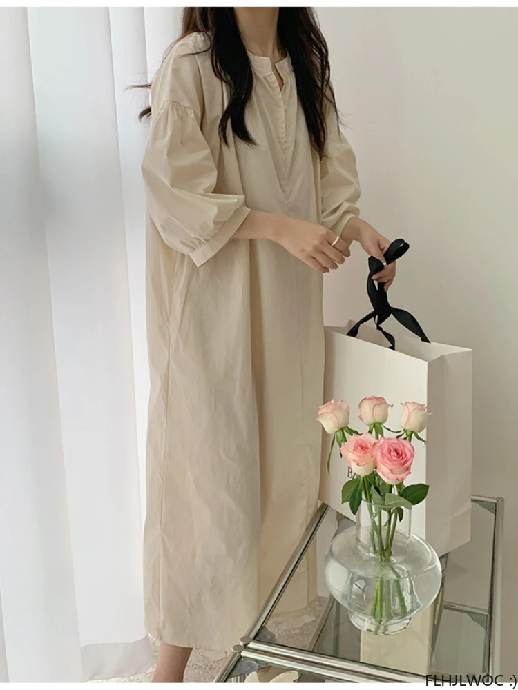 Cotton Blend Feminine Vestidos 2024 New Year Date Office Lady Women Fashion French Style Design Elegant Long Button Shirt Dress